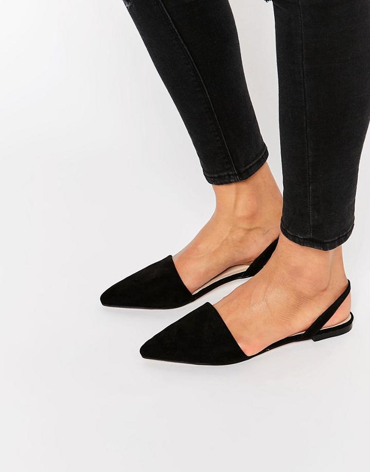 Asos Lainey Pointed Sling Back Ballet Flats - Black