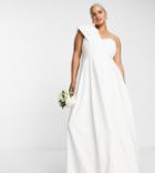 True Violet Plus Bridal One Shoulder Maxi Gown In Ivory-white