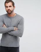 Ringspun Cable Block Knitted Sweater - Gray