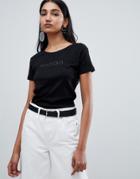 Mango Logo T-shirt In Black - Multi