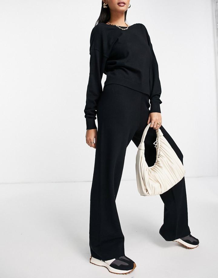 Vero Moda Knitted Wide Leg Pant In Black - Part Of A Set