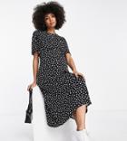 New Look Maternity Wrap Dress In Black Print