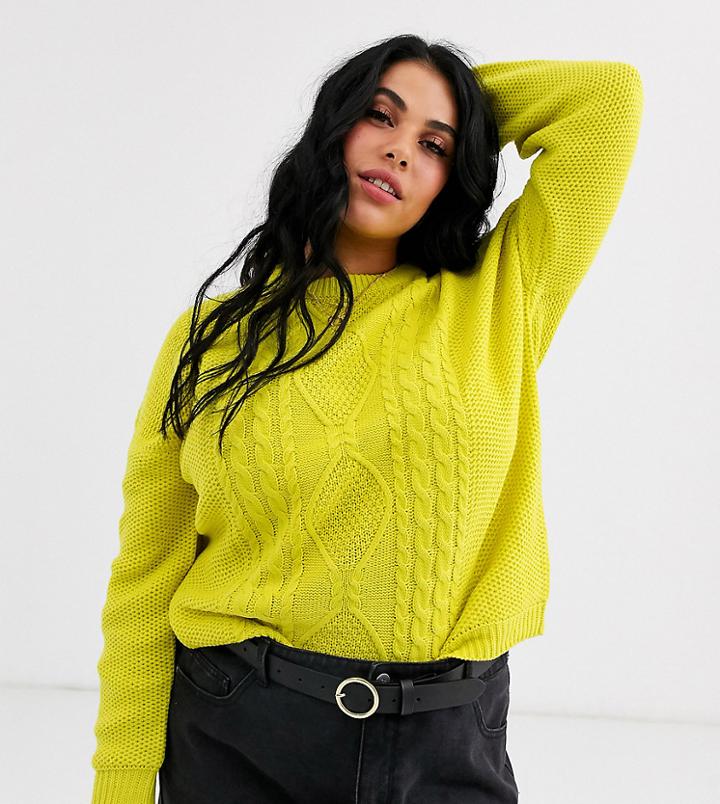 Brave Soul Plus Neon Cable Sweater