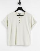Whistles Button Front T Shirt In Beige-white