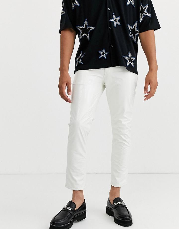 Asos Design Skinny Jeans In White Vinyl
