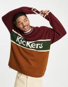 Kickers Logo Panel Knit Sweater In Brown