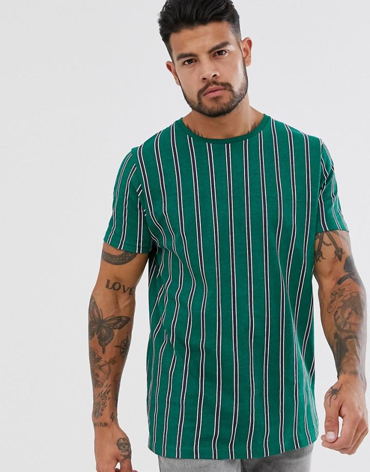 Brave Soul Multi Stripe T-shirt - Green