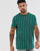 Brave Soul Multi Stripe T-shirt - Green