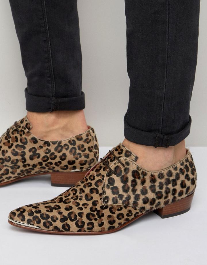 Jeffery West Adam Ant Leopard Derby Shoes - Tan