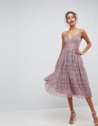 Asos Lace Cami Midi Prom Dress-purple