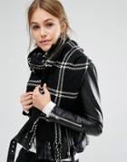Oasis Oversized Check Scarf - Black
