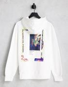 Topman Floral Back Print Hoodie In White
