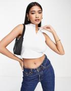 Asos Design Tank Top With Zip In White