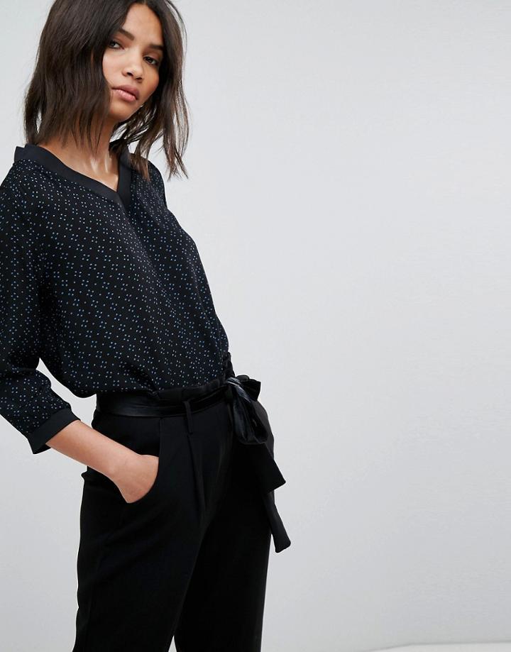B.young Printed V Neck Blouse - Green