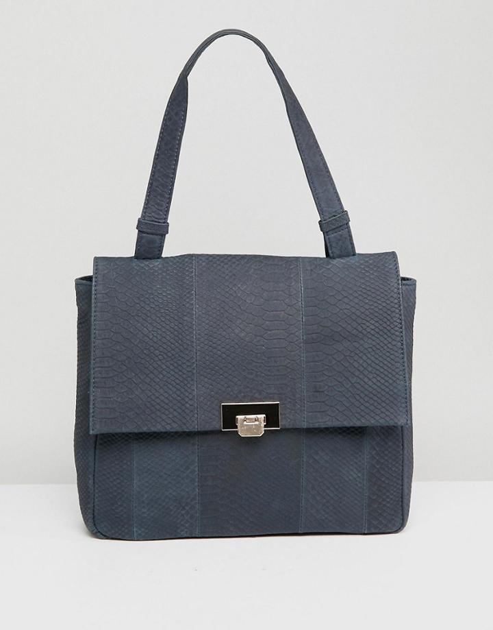 Urbancode Real Leather Snake Embossed Shoulder Bag - Black