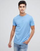 Asos Design Crew Neck T-shirt With Crew Neck In Blue - Blue