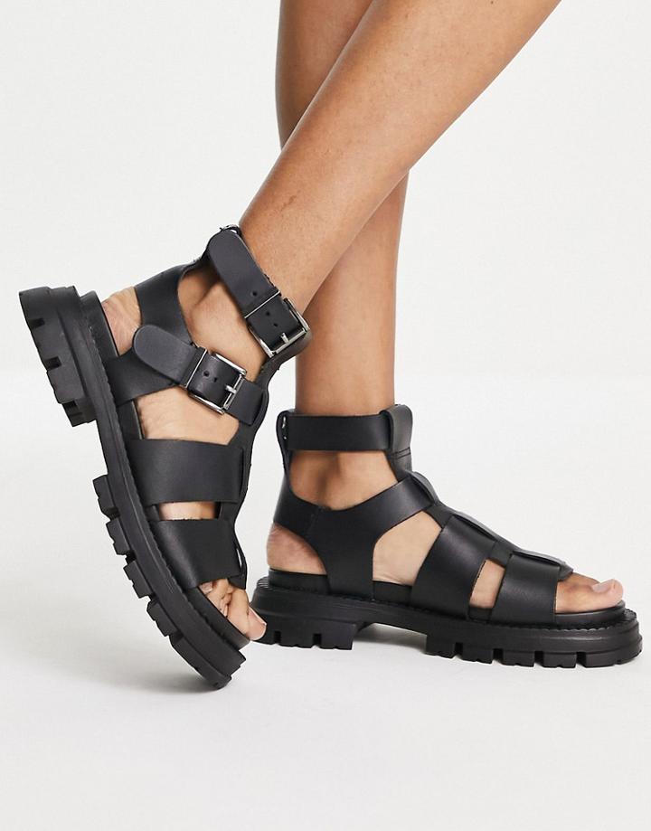 Schuh Trace Leather Chunky Fisherman Sandals In Black