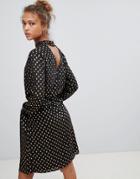 Ichi Foiled Spot Dress - Black