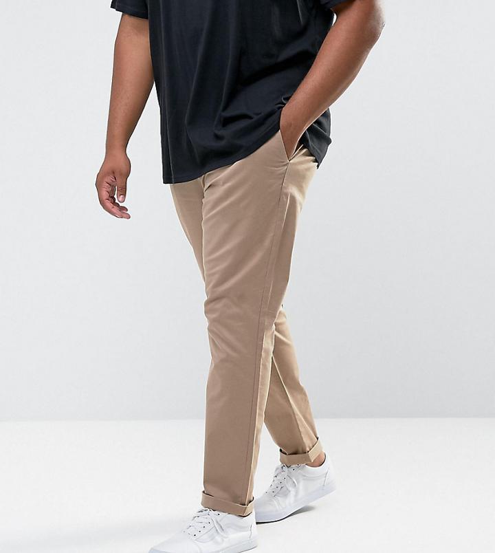 Asos Plus Slim Chinos In Stone - Stone