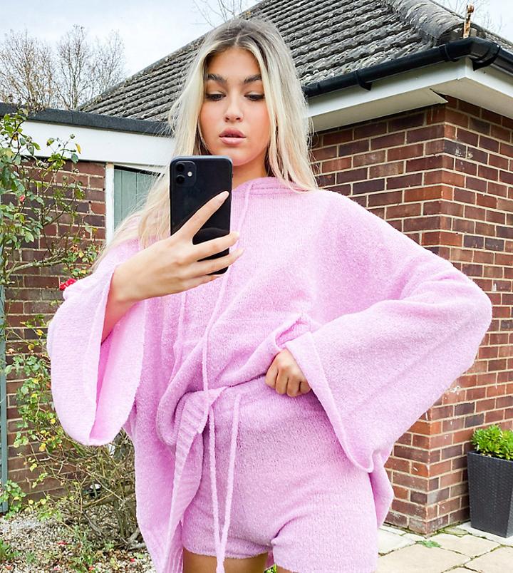 Collusion Textured Knit Shorts In Pink