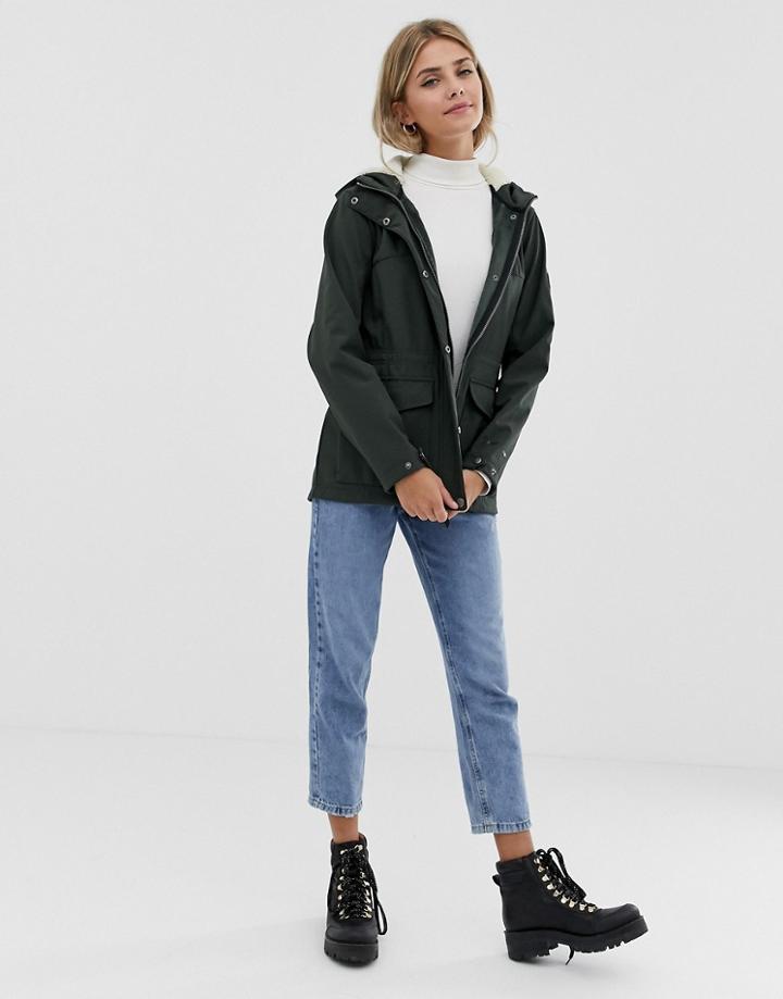 Free Country Anorak Softshell Jacket With Sherpa Lined Hood - Green