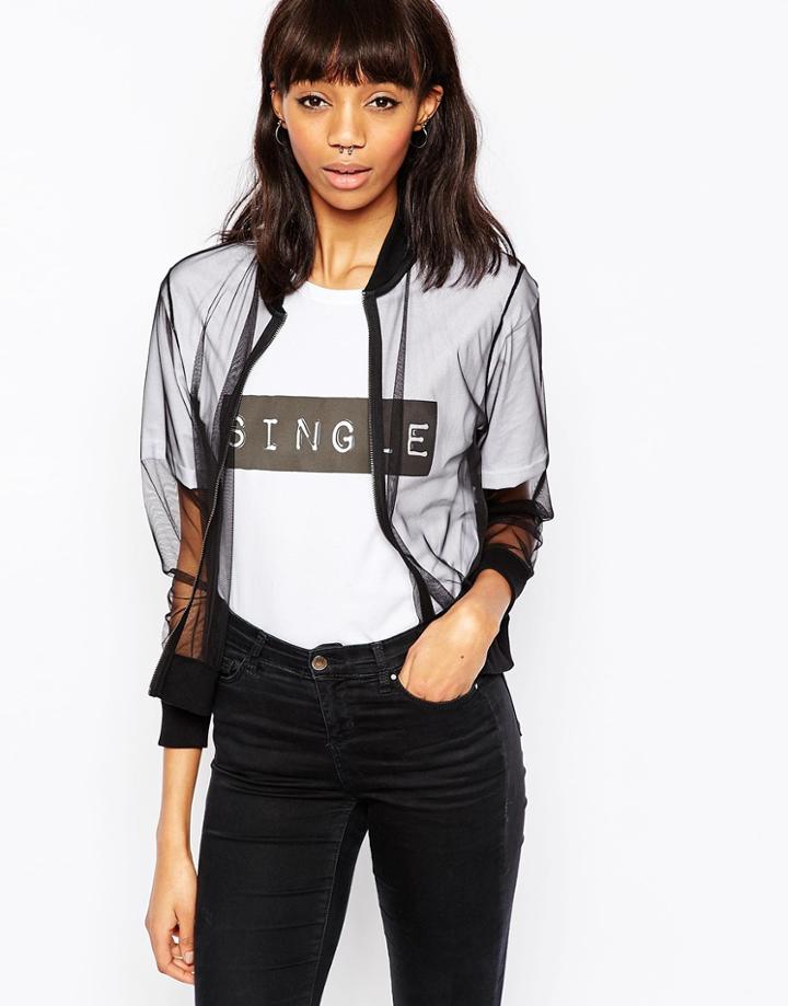 Asos Bomber Jacket In Mesh - Black