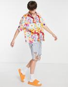 Asos Design Boxy Oversized Shirt In Photographic Floral Print-multi