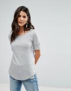 Brave Soul Gina Scoop Neck T Shirt - Gray