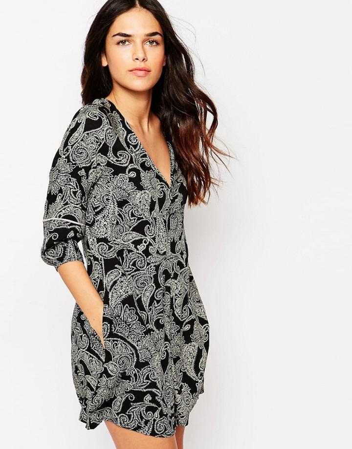 Hazel Paisley Print Dress - Black
