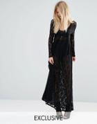 Noisy May X Bloody Noisy Sheer Maxi Dress In All Over Lace - Black