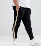 Sixth June Plus Skinny Joggers In Black With Gold Side Stripe - Black