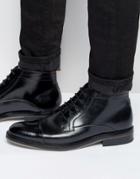 Ted Baker Baise Leather Lace Up Boots - Black
