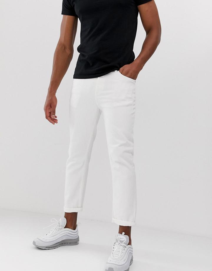 Religion Cropped Tapered Fit Jean In White Rigid Denim - White