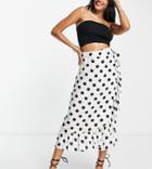 Esmee Frill Beach Wrap Skirt In Polka Dot White Exclusive To Asos-multi