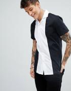 Noose & Monkey Revere Collar Skinny Cut & Sew Shirt - Black