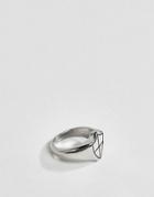 Asos Design Signet Ring In Silver With Shield - Silver