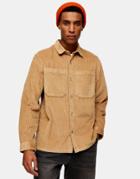 Topman Cord Overshirt In Tan-neutral