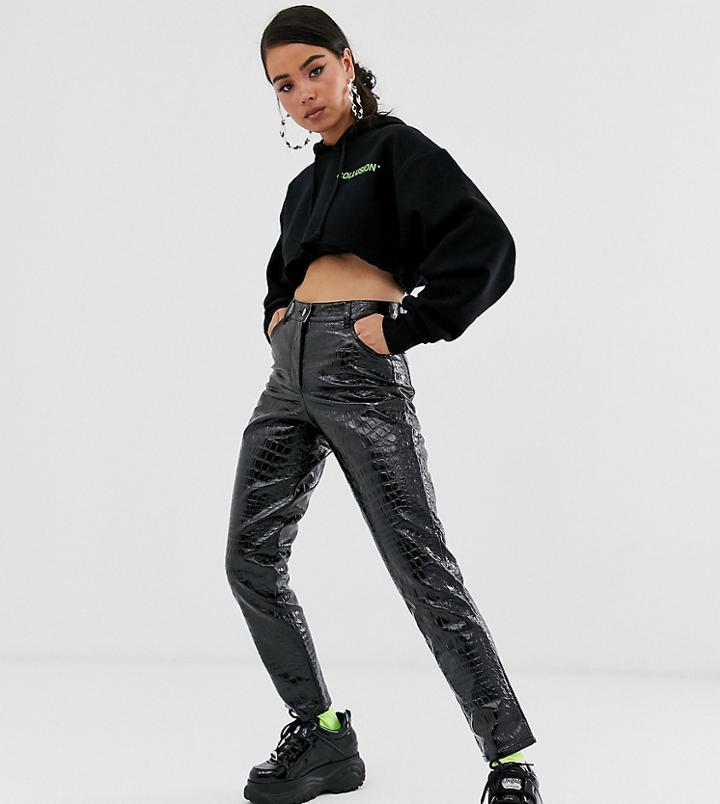 Collusion Leather Look Snake Pants