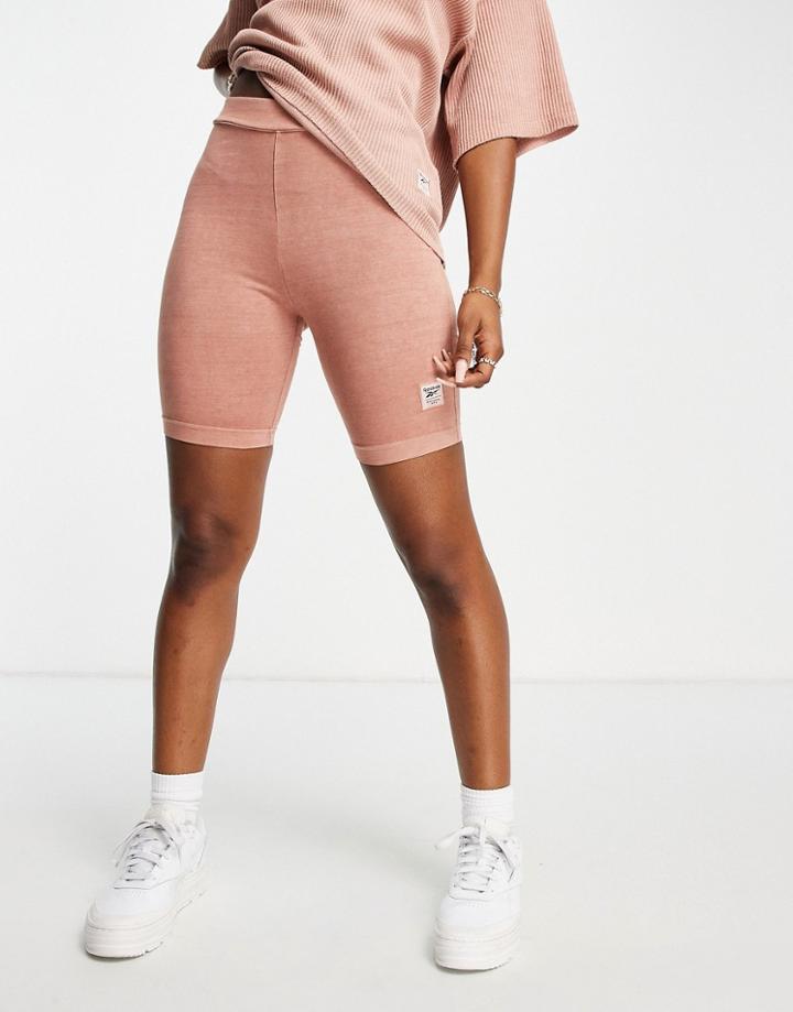 Reebok Natural Dye Legging Shorts In Pink-orange