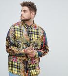 Asos Design Plus Regular Fit Baroque & Check Mixed Print Shirt - Multi