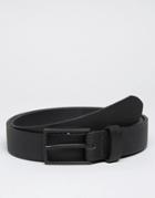 Asos Smart Belt With Crosshatch Emboss - Black