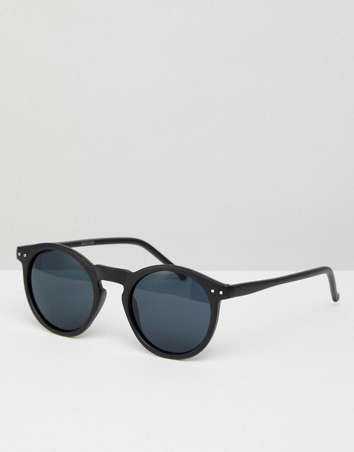 Asos Design Round Sunglasses In Black - Black