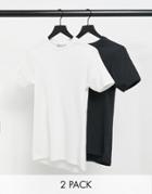 Another Influence 2 Pack Muscle Fit T-shirts In Black & White-multi
