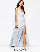 Fame And Partners Deco Lily Maxi Dress With Strap Back - Blue Print