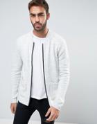 Asos Knitted Bomber Jacket In Soft Yarn With Pockets - Gray