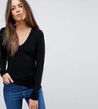 Asos Design Tall Ultimate Top With Long Sleeve And V-neck In Black
