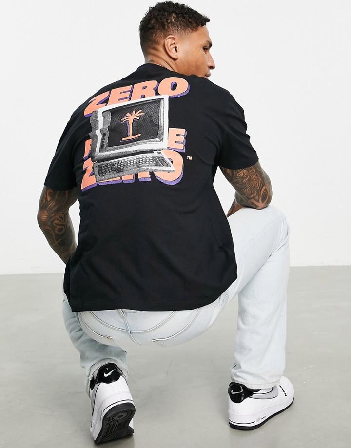 Asos Design Relaxed T-shirt In Black With Retro 90s Front & Back Print