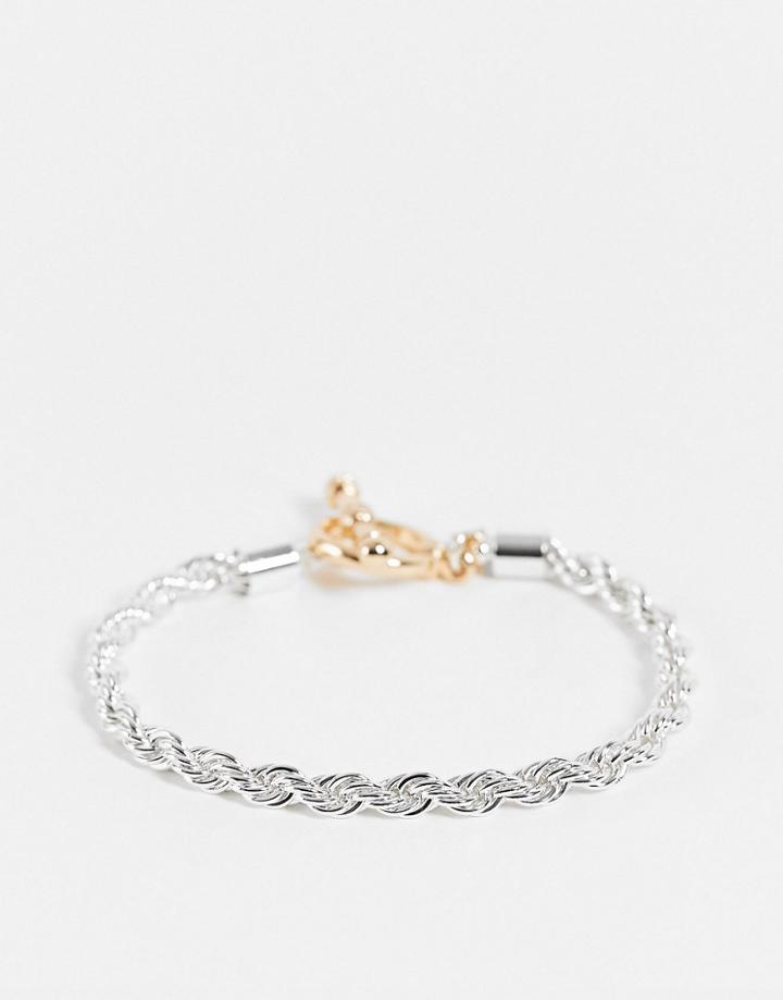 Chained And Able Rope Bracelet In Silver
