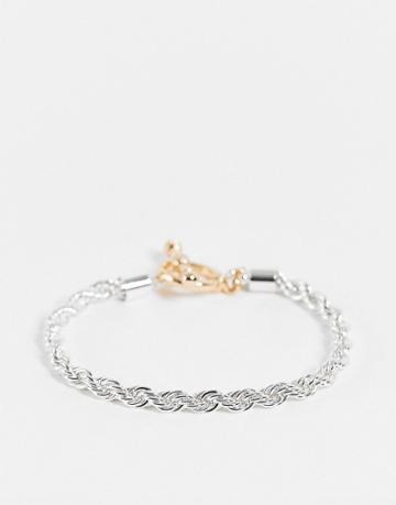 Chained And Able Rope Bracelet In Silver