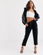 The Couture Club Contrast Panel Tapered Jogger In Black - Black